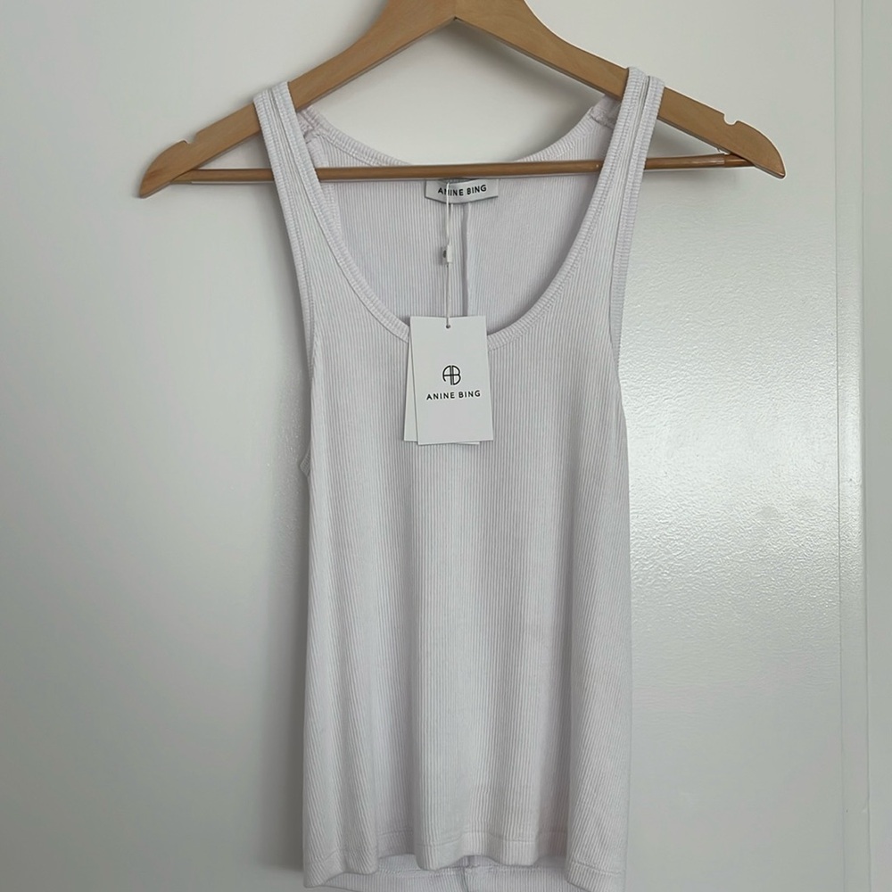 Anine bing white ribbed tank top NWT small